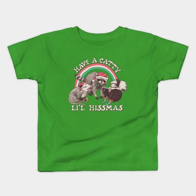 Catty Li'l Hissmas Kids T-Shirt by Hillary White Rabbit